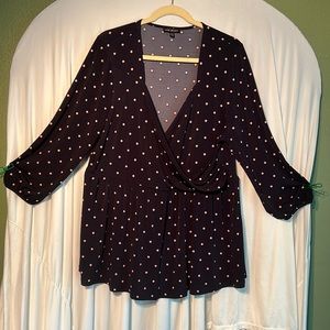 Lane Bryant Long Sleeved Navy blue with cream colored dots size 18/20